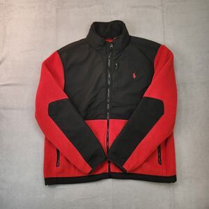 Polo Ralph Lauren Polartec Denali Fleece Jacket Men's L Red Black Colorblock Y2K